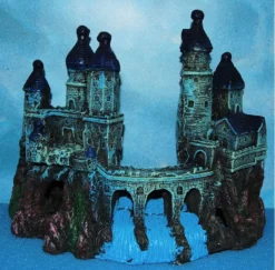 Castle With Waterfall Aquarium Resin Ornament 32cm