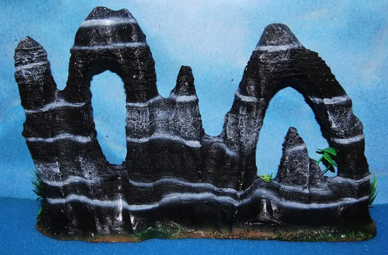 Two Hole Rock Cannon Aquarium Ornament 36cm 2 Two Hole Rock Cannon Aquarium Ornament 36cm - Image 2