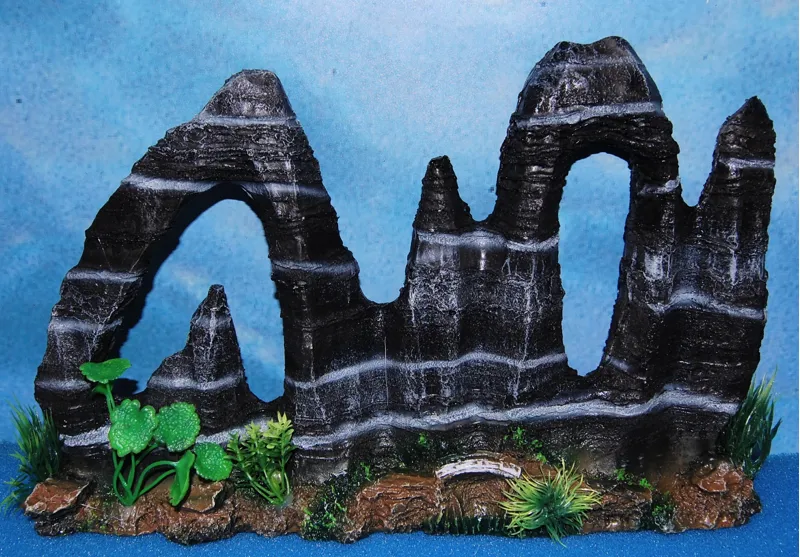 Two Hole Rock Cannon Aquarium Ornament 36cm 1 Two Hole Rock Cannon Aquarium Ornament 36cm